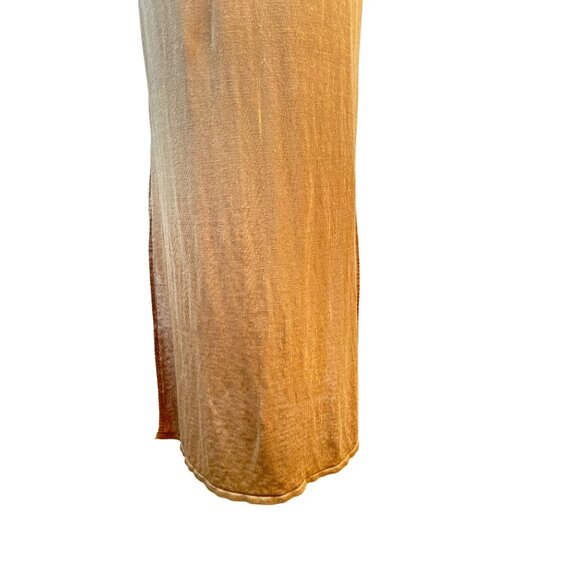 2/$30 ZARA M Sleeveless V Neckline Button-Down Camel Linen Blend Midi Dress - Picture 15 of 16